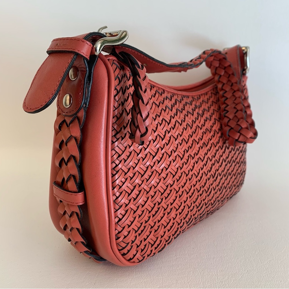 Talbots Red Woven Leather Handbag - Picture 1 of 8